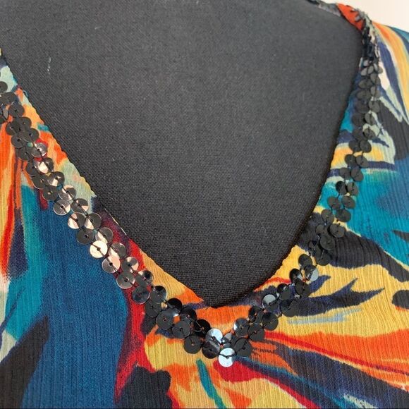 Jessica kimono Kaftan dress beach coverup chiffon short sleeve tropical sequin🔥 - Picture 7 of 12